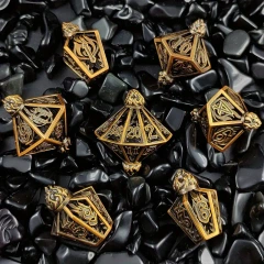 Hollow Metal Moonlit Lantern Coppered Flame Dice Set