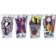 Nightmare Before Christmas: 16oz Pint Set - Jack and Sally Geo Pattern