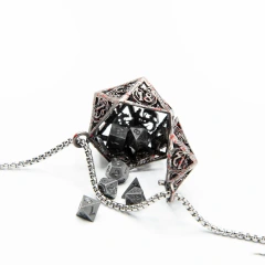 D20 Necklace with Mini Metal Dice