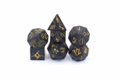 Barbarian Solid Metal Polyhedral Dice Set - Matt Black with Gold