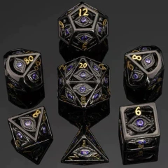 DRAGON'S EYE HOLLOW METAL DICE SET - PURPLE GEMS