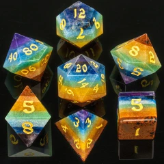 GEM STONE POLYHEDRAL DICE SET - NATURAL RAINBOW