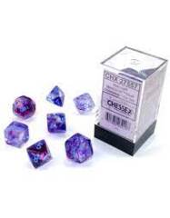 7 Polyhedral Nebula Nocturnal / Blue Luminary Dice - Chx 27557