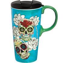 Ceramic Travel Mug - Day of the Dead - Blue