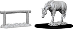 Pathfinder Battles Deep Cuts - Unpainted Miniatures - Horse and Hitch