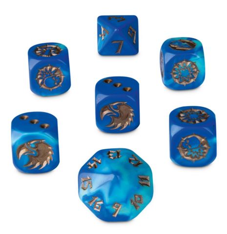 Blue - Gold - Beikland Reavers (Blood Bowl) - 7 Dice Cube