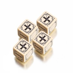 Beige / Black Ancient D6 - (Q-Workshop) - 4 Dice Set