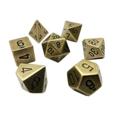 Solid Metal Old Brass Color Polyhedral 7-Die Set - CHX27023