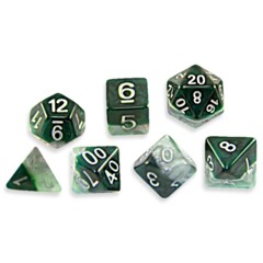 Gate Keeper Games - Halfsies Dice - Adamantine Adamantine & Mobius Green 7-Dice Set