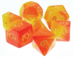 TMG: RPG 7 Dice Set - DARGON'S DICE LAVA SHOCK (YELLOW/ORANGE FUSION)