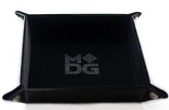 Velvet Folding Dice Tray W/ Leather Backing - Black