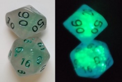 Set of 7 Dice: Glow-in-the-Dark Frosted Glowworm