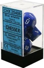 Opaque Blue / White 7 Dice Set - CHX25406