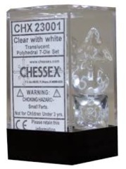 Translucent Clear / White 7 Dice set - CHX23001