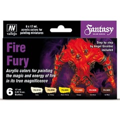 Vallejo Fantasy Color Series - Fire Fury Acrylic Paints (Set of 6)