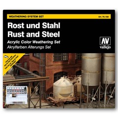 Vallejo Effects: Rust & Steel Weathering Set (Set of 9 +2 Brushes)