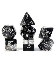 Gate Keeper Games - “Glitter Black” Halfsies Dice – Sparkle Edition! 7 Dice Set