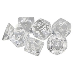 CHX23071 - Translucent Clear/White Polyhedral 7-Die Set