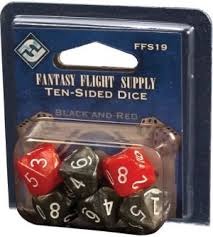 Black / Red D10 Dice (Fantasy Flight Games) - 6x