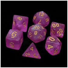 RPG Dice Set - Sakura w/ Gold