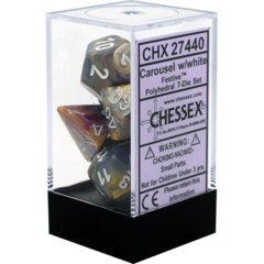 Carousel w/white festive 7 die set (Chessex) - chx27440