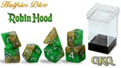 Gate Keeper Games - Halfsies Dice - Robin Hood - Kelly Green & Yellow Gold  7-Dice Set