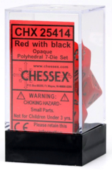 Opaque Red / Black 7 Dice Set - CHX25414