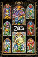 #415 The Legend of Zelda Wind Waker Black Stained Glass Collage