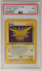 V0114: 1999 Zapdos - 15/62 - Holo - Fossil - 1st - PSA: 9: MINT: 62553559