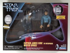 RJ0265: DOUBLE AUTOGRAPHED: Star Trek: Captain James Kirk & Mister Spock: Amok Time Display Environment: Playmates: 65172: 1999: NIB