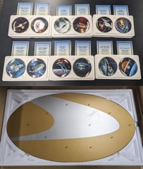 RJ0757: Star Trek: Starships: Set of 12 Mini Porcelain Plates w/ Display Stand and COA: The Hamilton Collection: 1997