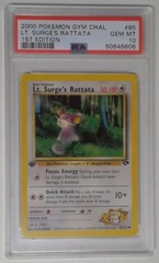 V0250: 2000 Surge's Rattata: 1st Edition: Common: Gym Challenge: PSA: 10: Gem MT: 50646606