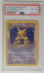 V0109: 1999 Alakazam -  1/102 - Holo - Base Set - Shadowless - Unlimited - PSA: 6: EX-MT: 62553521