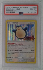 V0449: 2020: Snorlax: SWSH068: Prerelease: Holo Promo: PSA: 10: GEM MT: 62751394