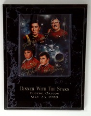 RJ0199: AUTOGRAPHED: Star Trek: Dinner With The Stars: Plaque: May 23, 1998