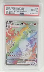 V0984: 2020: CHARIZARD VMAX: 074/073: PSA: CHAMPION's PATH-SECRET: 10: GEM MT: 87502244