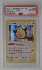 V0464: 2020: Snorlax: SWSH068: Prerelease: Holo Promo: PSA: 10: GEM MT: 62751417