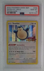 V0488: 2020: Snorlax: SWSH068: Prerelease: Holo Promo: PSA: 10: GEM MT: 62751423