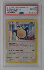 V0444: 2020: Snorlax: SWSH068: Prerelease: Holo Promo: PSA: 10: GEM MT: 62751410