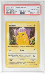 V0224: 1999: Pikachu: Red Cheek: 1st Edition: 58/102: Base Set: PSA: 10: GEM MT: 58238402