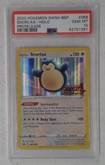 V0466: 2020: Snorlax: SWSH068: Prerelease: Holo Promo: PSA: 10: GEM MT: 62751391