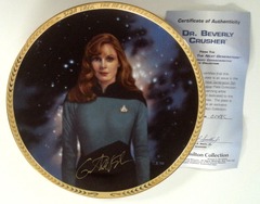 RJP075: AUTOGRAPHED: Star Trek: The Next Generation 5th Anniversary Plate Collection: Dr. Beverly Crusher: The Hamilton Collection: 0148C