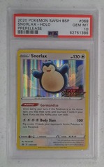 V0479: 2020: Snorlax: SWSH068: Prerelease: Holo Promo: PSA: 10: GEM MT: 62751386