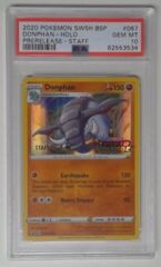 V0107: 2020 Donphan - SWSH067 - Holo Rare - Staff/Prerelease - PSA: 10: GEM MT: 62553534