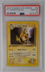 V0548: 2000: LT. Surge's Raichu: 28/132: 1st Edition: Gym Hereos: Rare: PSA: 10: GEM MT: 62751276