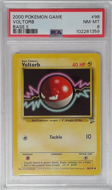 1x  V1697: 2000: Voltorb: 98/130: Base 2: Game: PSA: 8: NM-MT: 102261359 Graded  - Picture 1 of 1