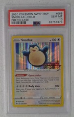 V0460: 2020: Snorlax: SWSH068: Prerelease: Holo Promo: PSA: 10: GEM MT: 62751373