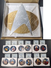 RJ0756: Star Trek: The Next Generation: Set of 12 Mini Porcelain Plates w/ Display Stand and COA: The Hamilton Collection: 1997