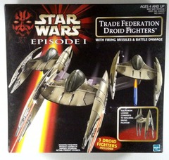 V0097: Star Wars Episode I: Trade Federation Droid Fighters w/ Firing Missles & Battle Damage: 1998