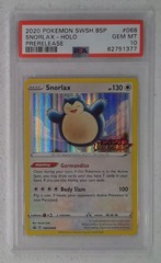 V0453: 2020: Snorlax: SWSH068: Prerelease: Holo Promo: PSA: 10: GEM MT: 62751377